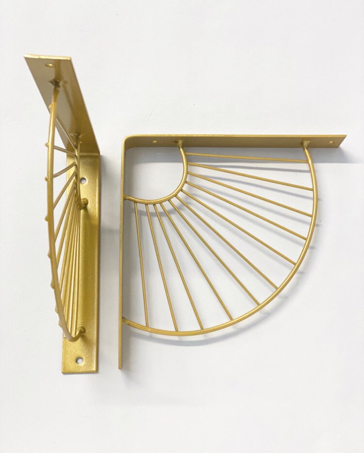 Set of two Gold fan shelf brackets metal shelving brackets Etsy