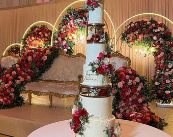SET - Metallic Gold/Metallic Silver/Black 6" Round & 10" Round Cake separator - Metallic cake stand, cake spacers - wedding cake riser
