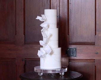 Support à gâteau sur pieds en acrylique ultra poli - socle à gâteau en acrylique - support pour gâteau de mariage - support à gâteau en cristal transparent - socle à gâteau rond - moderne
