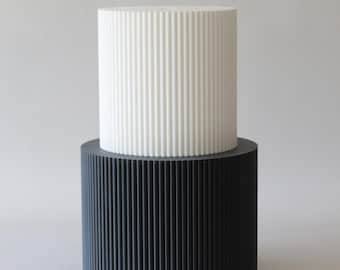 Reeded Wedding Cake Separator - White Ribbed Cake Plinth or Riser - Black Gold Fluted Cake Stand - Fake Cake Tier - Cake Reeds