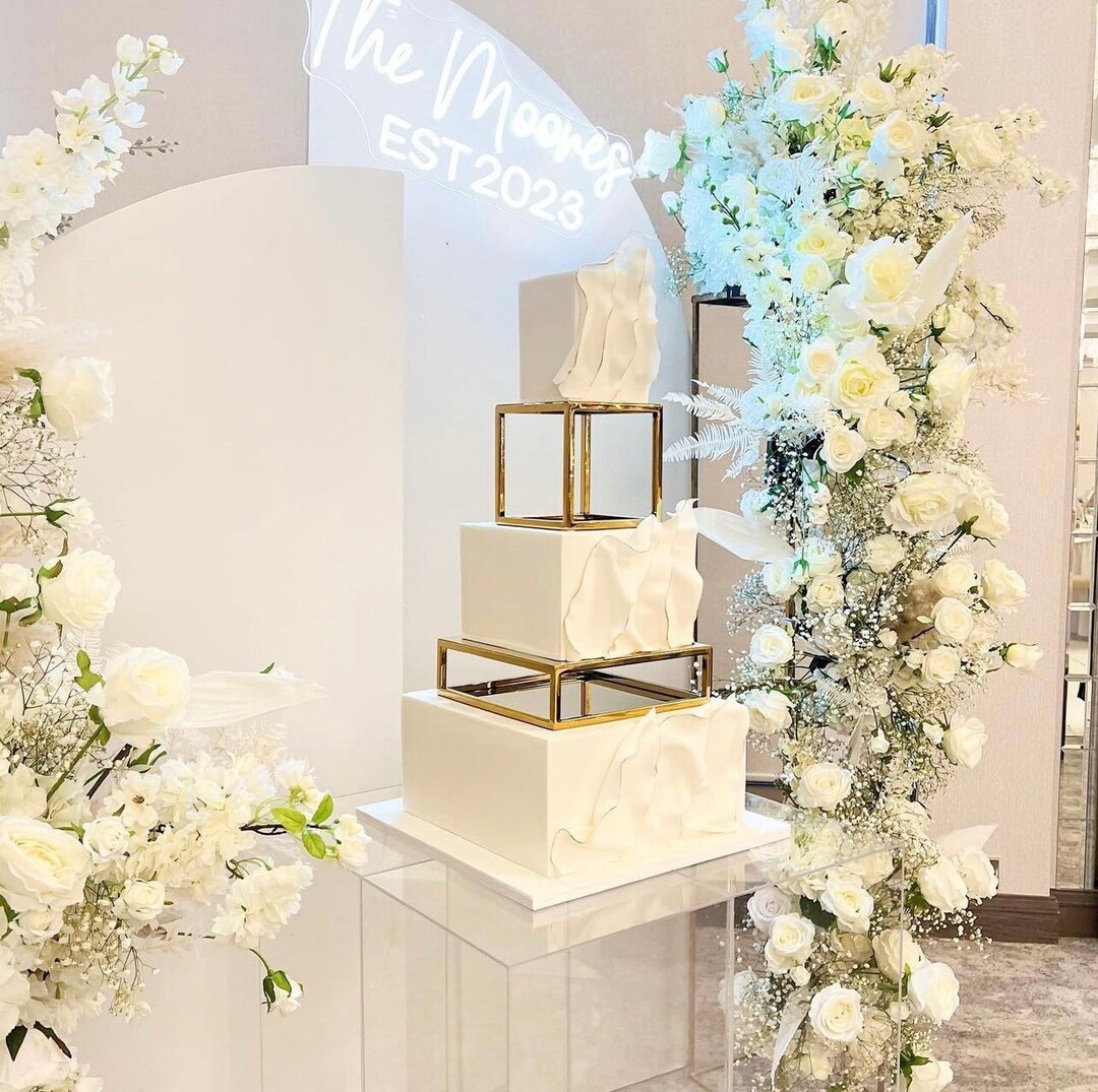 SET Metallic Square and Rectangle Cake Separator Metallic Cake Stand