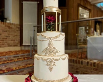 Séparateur de gâteau rond 6 po. - espaceur pour gâteau or métallique/argent métallique/noir - contremarche pour gâteau de mariage - espaceur pour gâteau design