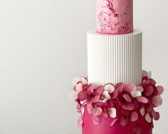 Reeded cake separator - white wedding cake spacer - fake cake tier - black ribbed cake plinth - celebration cake riser - cake reeds