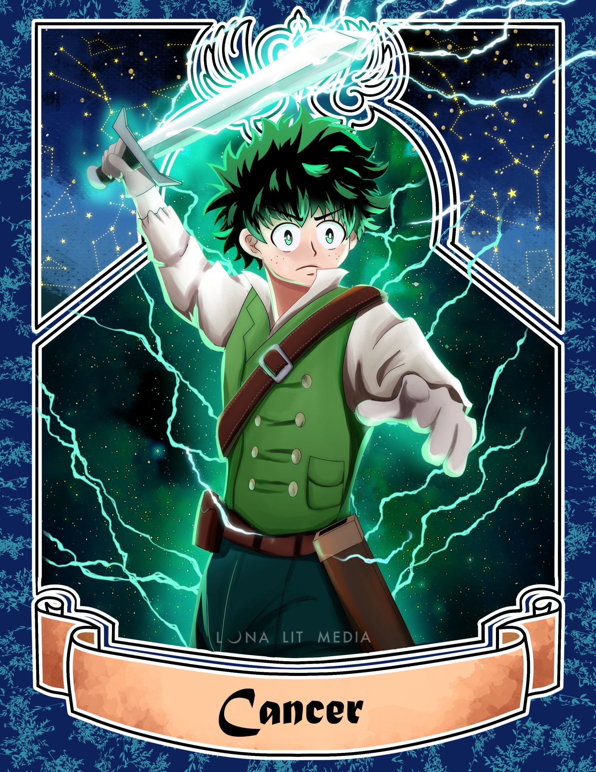 My Hero Academia Deku Izuku Midoriya Zodiac Wall Art Anime Etsy