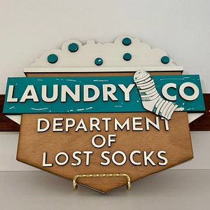 Department of Lost Socks Funny Wood Sign / Humorous Wooden Signage / Laundry or Utility Area Wall Decor / Door Sign / Unique Handmade Gift