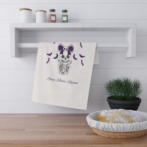 Spooky Skeleton Tea Towels  Perfect for Halloween, Kitchen Decor, Goth Style, Gifts for Her, Cozy Home Essentials