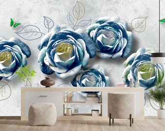 Blue Rose Wallpaper - Etsy New Zealand Blue Rose Wallpaper - Etsy New Zealand
