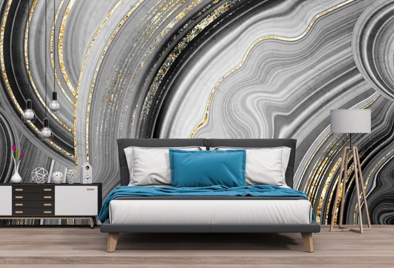 Black Gold & Grey Abstract Fluid Wall Mural Modern Wallpaper - Etsy UK Black Gold & Grey Abstract Fluid Wall Mural Modern Wallpaper - Etsy UK