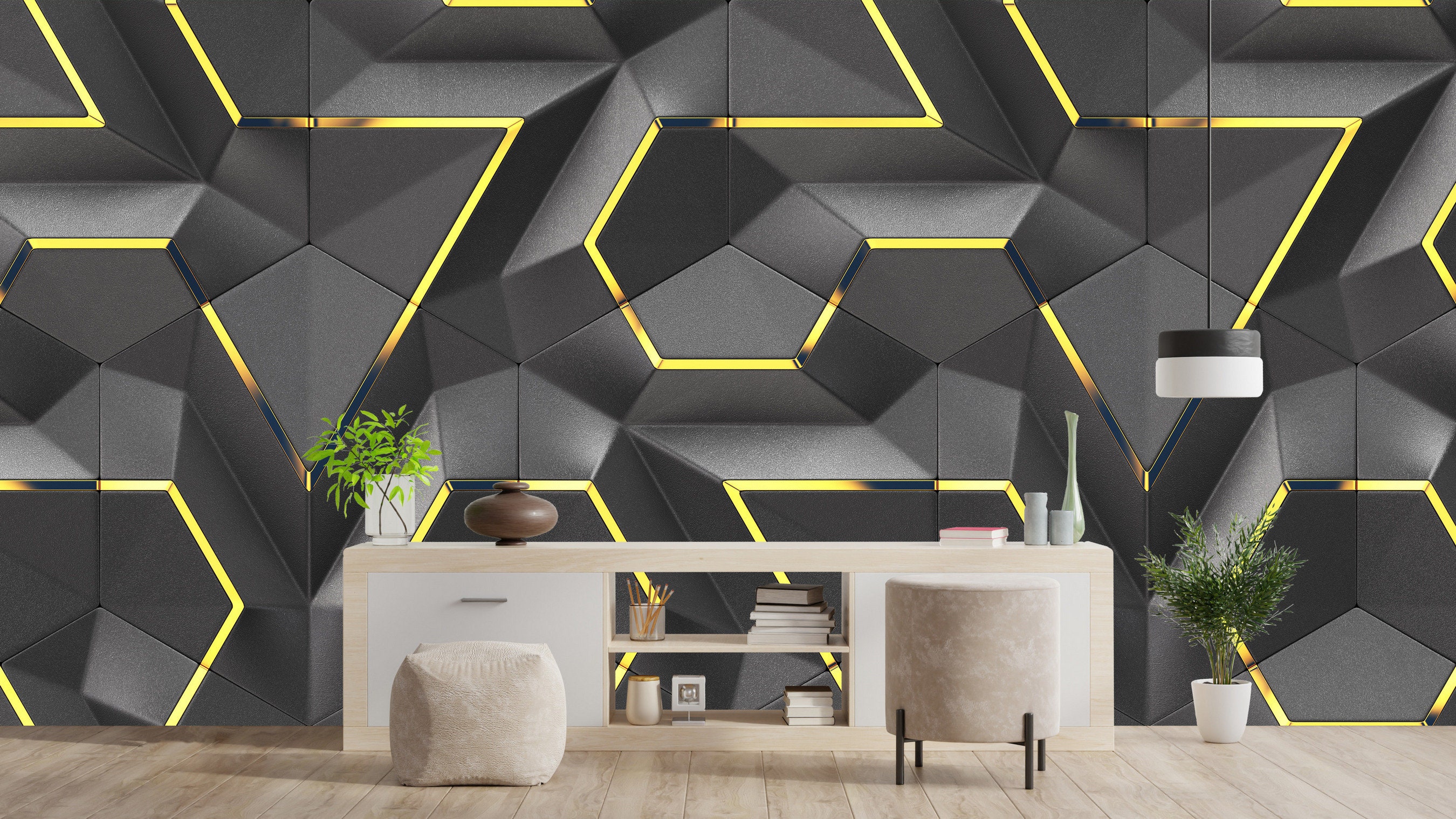 Geometric abstraction 3d effect wallpaper Self Adhesive Wall Etsy