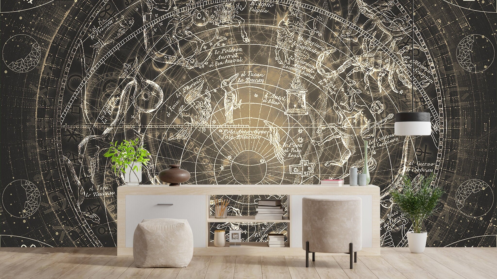 Astrological Chart Zodiac Wallpaper Self Adhesive Wall Etsy
