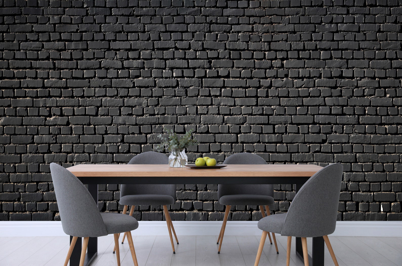 Black Brick Wall Mural Wallpaper Self Adhesive Wall Etsy