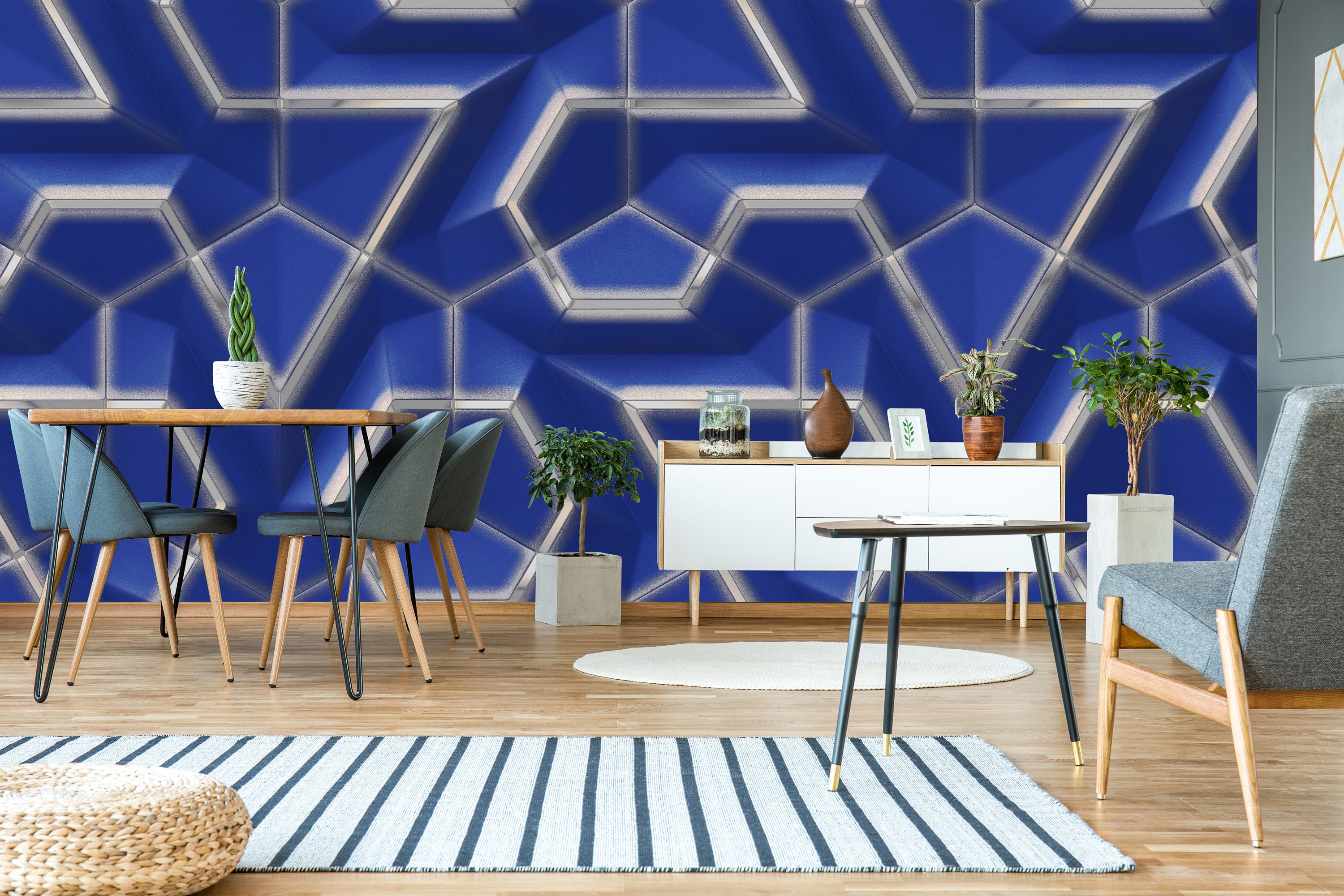 Geometric abstraction 3d effect wallpaper Self Adhesive Wall Etsy
