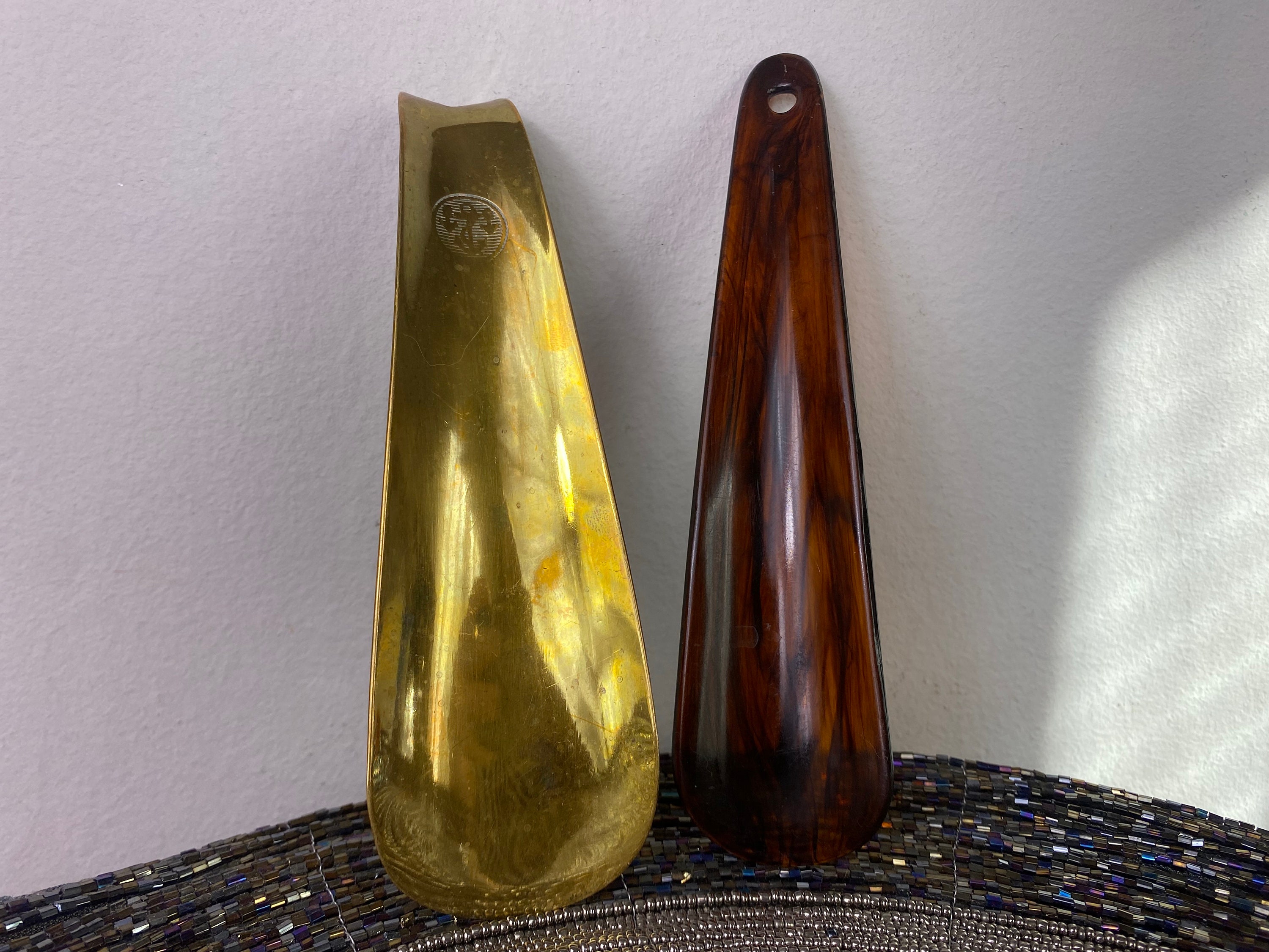 Schoenen Inlegzolen & Accessoires Schoenlepels Shoe Horn Bamboo Brass Studs Vintage Plastic Long Handle Hanging Ring Wood Metal Shoehorn 