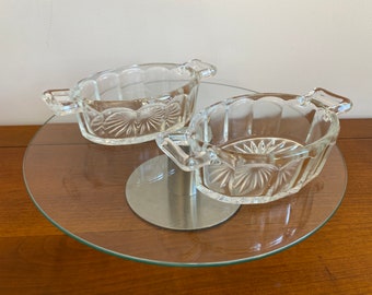 2er Set Vintage Glasschüsseln – Klarglasschüsseln mit Henkeln – Küchenaccessoires