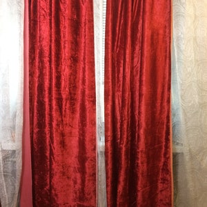 Pair of Soviet Plush Velvet Red Curtains Vintage USSR Russian 