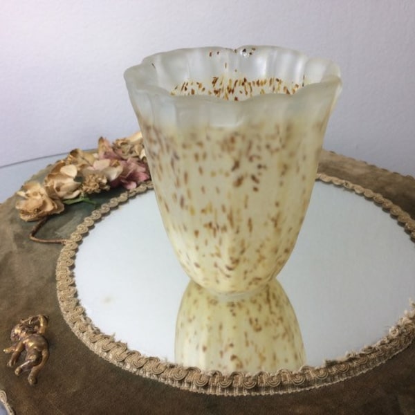 Vintage Glass Tulip Lamp Shade Spotted Mottled