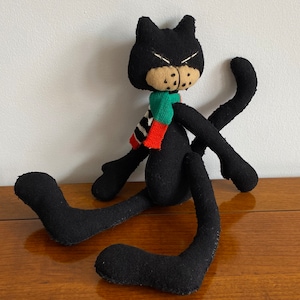 Handmade Black Cat Plush Toy – Soft Stuffed Animal – Cute Handmade Gift – Collectible Plushie