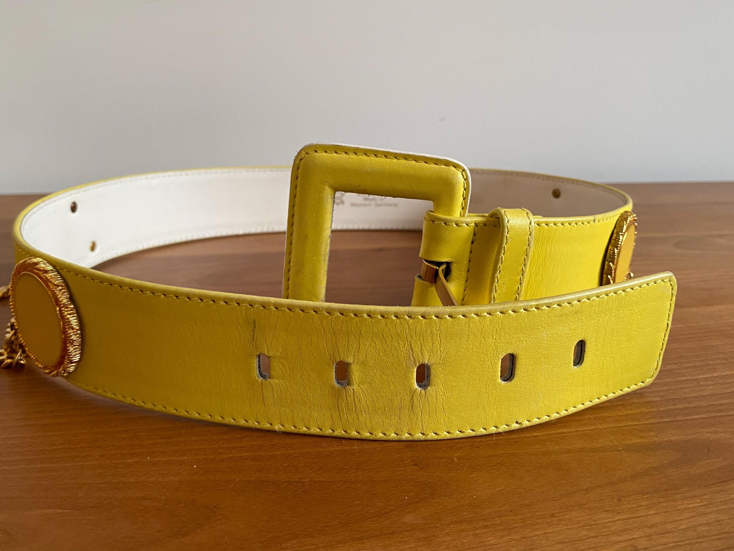 Vintage Escada Belt – Yellow Leather – Made in West Germany 