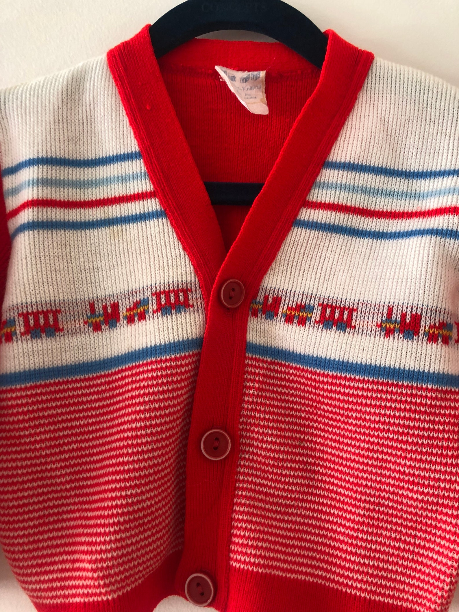 Cute Vintage Baby Red Cardigan Long Sleeve Buttons Vneck - Etsy