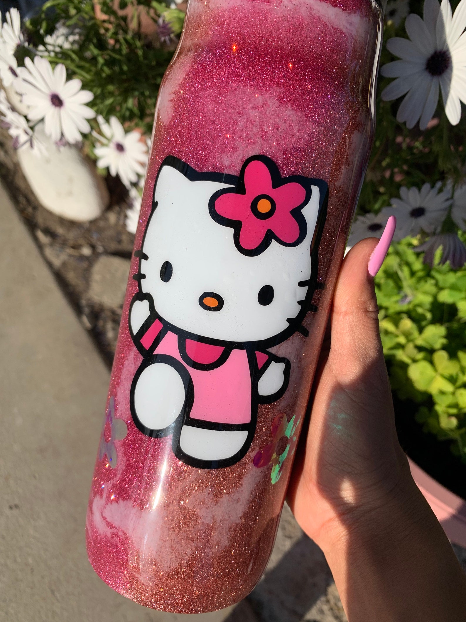 Hello kitty glitter tumbler Etsy
