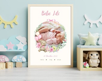 Affiche de naissance personnalisable - A3