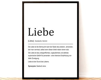 Personalisiertes Definition Geschenk Poster für Liebe, Einzigartige Geschenkidee mit Namen, personalisiertes Poster für besondere Menschen