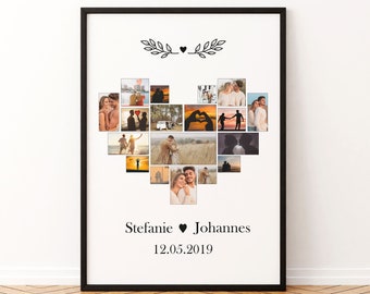 Personalisiertes Poster - Herz Poster - Personalisiertes Geschenk zum | Weihnachten | Valentinstag | Jahrestag Verlobung | Hochzeitstag