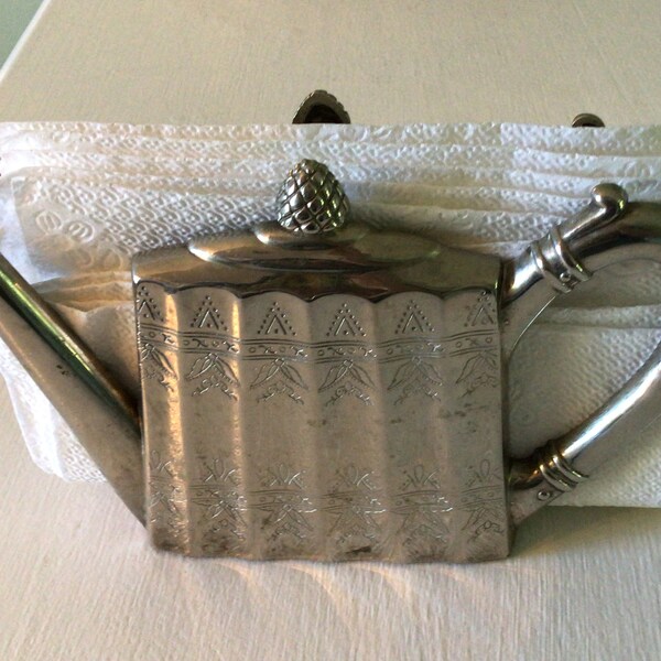 Vintage Silver Teapot Napkin Holder