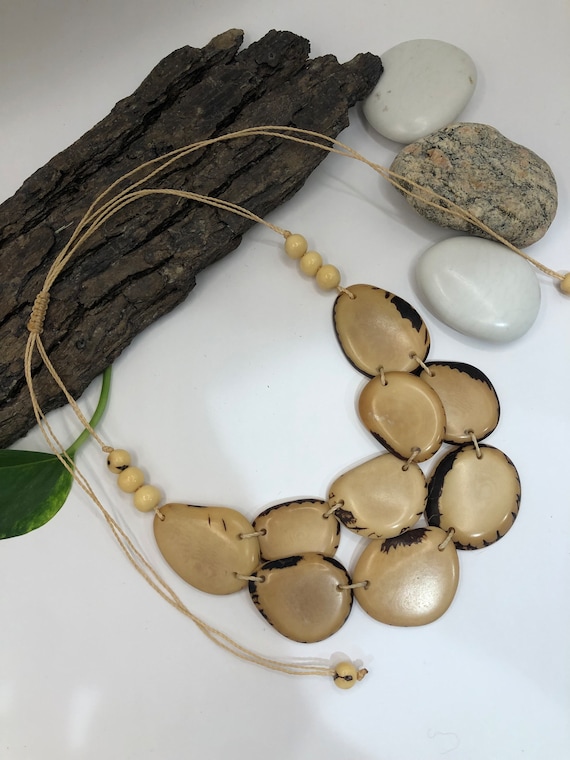 Bella Natural Tagua Vegetable Ivory Eco-Friendly Necklace | Unique Statement Necklace | Sustainable Slow Fashion Tagua Nut Jewelry