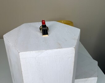 Lux Red Lipstick duo - One Red and Black Lipstick + Nude and Black Lipstick enamel pins (2)