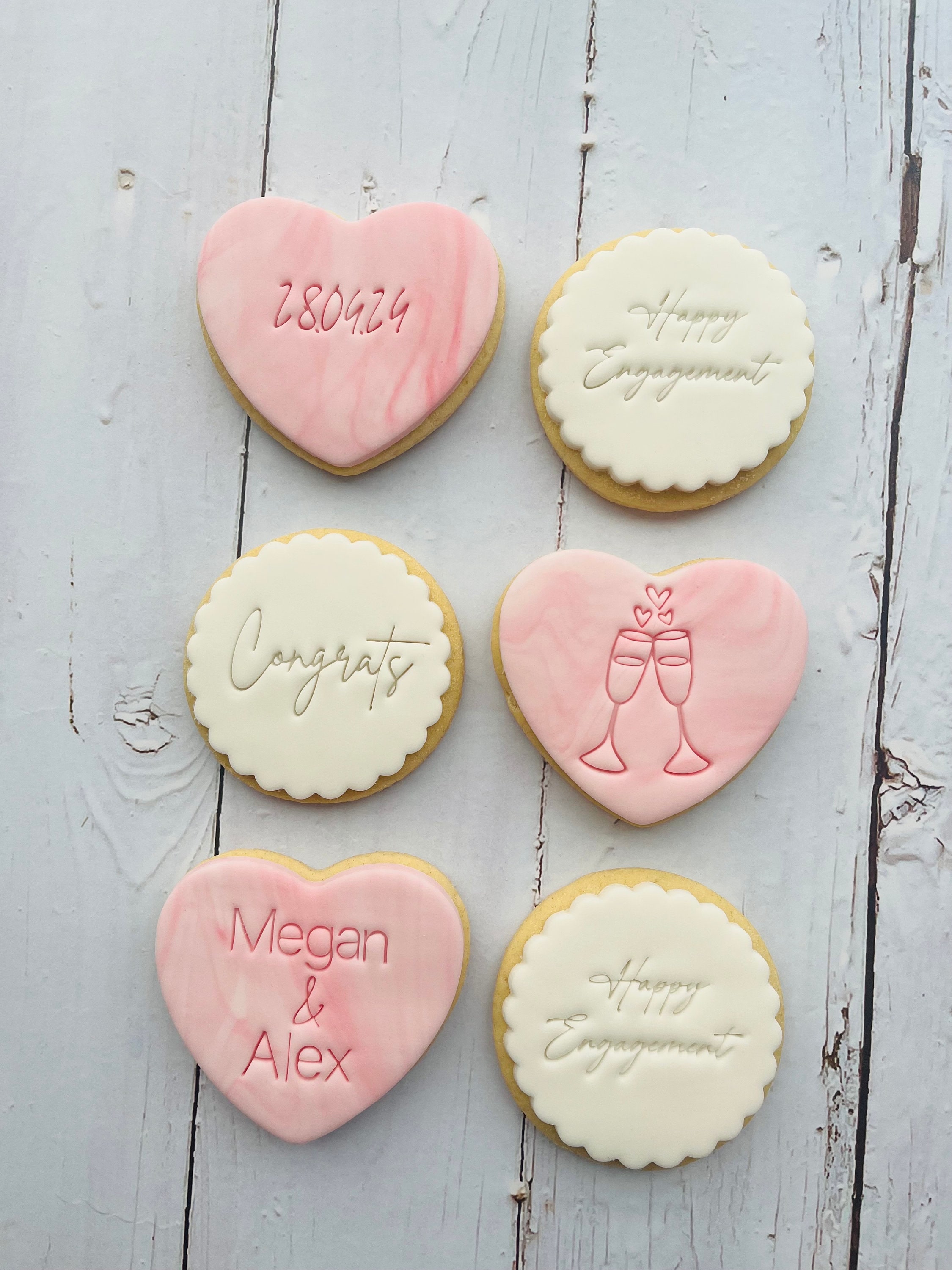 Engagement/ wedding/  anniversary personalised fondant iced sugar cookies  postal letterbox biscuit gift