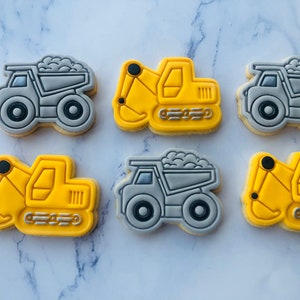Construction/digger/builder/construction party/ digger theme homemade fondant iced sugar cookies letterbox gift box