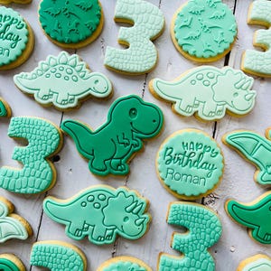 Dinosaur theme birthday party fondant iced sugar cookies individually wrapped image 11