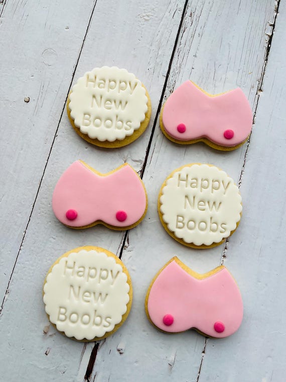Boob job/ boob/ breast cancer awareness cookies