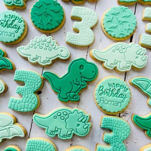 Dinosaur theme birthday party fondant iced sugar cookies individually wrapped image 7