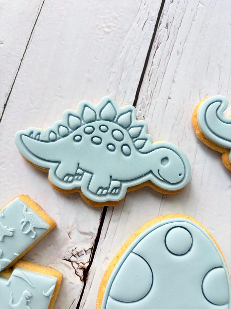 Dinosaur theme birthday party fondant iced sugar cookies individually wrapped image 16
