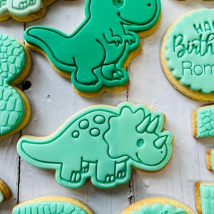 Dinosaur theme birthday party fondant iced sugar cookies individually wrapped image 3