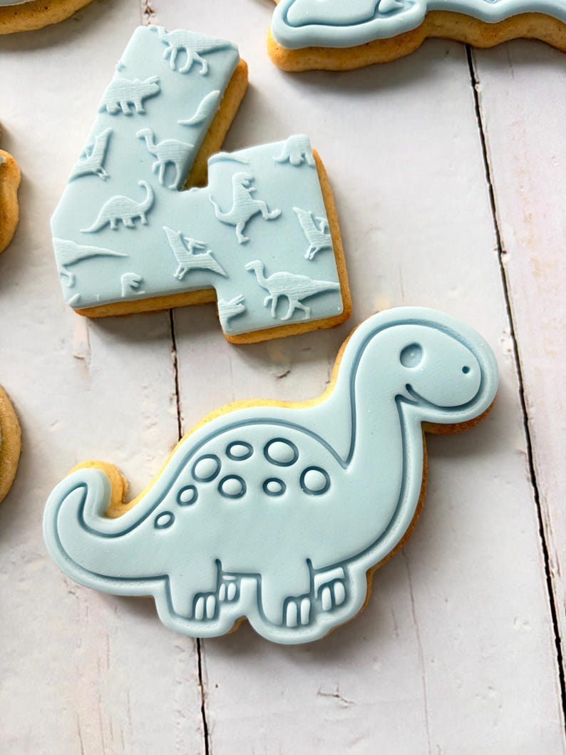 Dinosaur theme birthday party fondant iced sugar cookies individually wrapped image 17