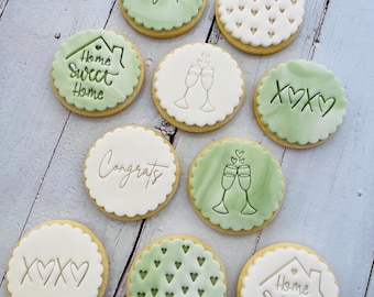 Vegan stamped fondant iced sugar cookies edible greetings letterbox gift