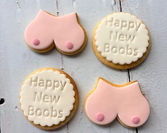 Boob job/ boob/ breast cancer awareness cookies