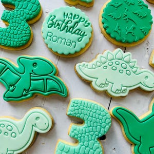 Dinosaur theme birthday party fondant iced sugar cookies individually wrapped image 6