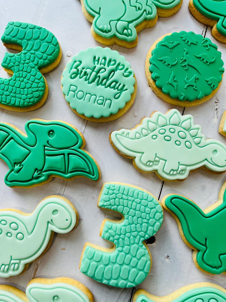 Dinosaur theme birthday party fondant iced sugar cookies individually wrapped image 6