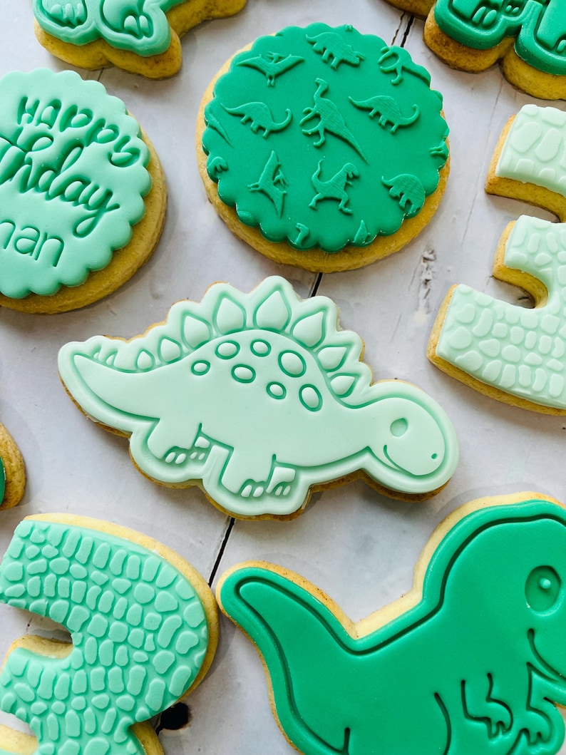 Dinosaur theme birthday party fondant iced sugar cookies individually wrapped image 5