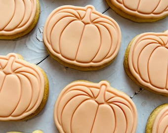 Individual Halloween Autumn pumpkin fondant iced sugar cookie biscuit letterbox gift