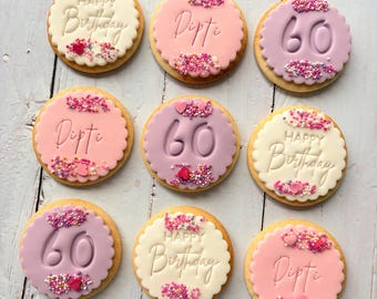 Personalised age birthday fondant sugar cookie biscuit letterbox gift