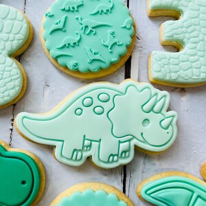 Dinosaur theme birthday party fondant iced sugar cookies individually wrapped image 2