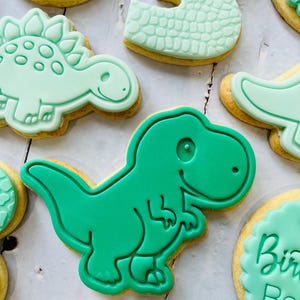 Dinosaur theme birthday party fondant iced sugar cookies individually wrapped image 4