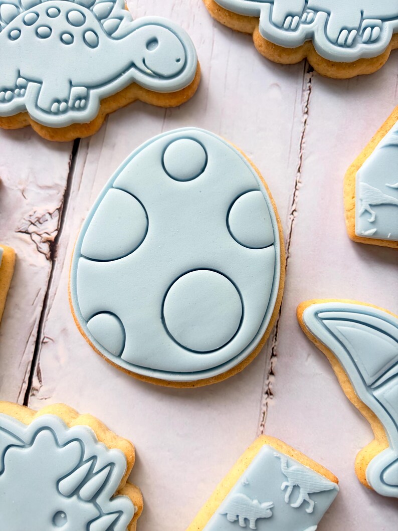 Dinosaur theme birthday party fondant iced sugar cookies individually wrapped image 13