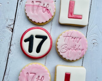 Personsalised 17th birthday/ learner driver/ driving test pass fondant iced sugar cookie letterbox gift