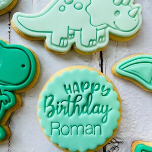 Dinosaur theme birthday party fondant iced sugar cookies individually wrapped image 8